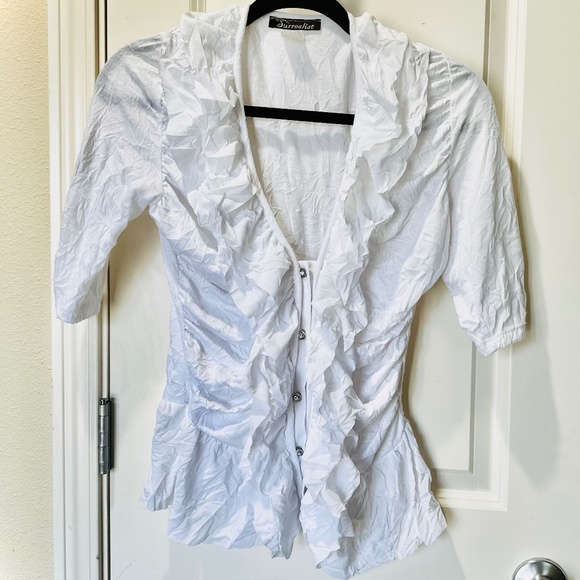 Women’s Ruffle Rhinestone Shirt - Picture 1 of 4